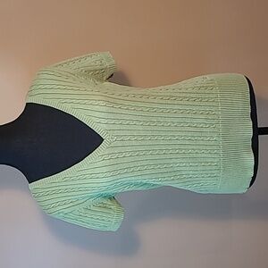 IZOD GOLF V Neck Short Sleeved Cotton Sweater, Lime Green